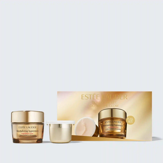 Double The Lift. Double The Glow. Revitalizing Supreme+ Moisturizer Refill Gift Set