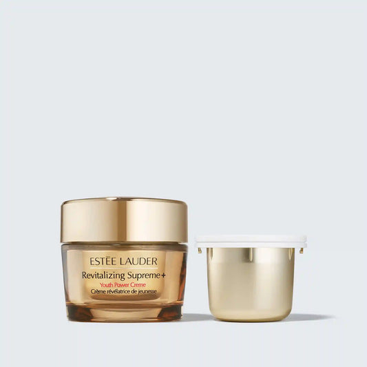 Double The Lift. Double The Glow. Revitalizing Supreme+ Moisturizer Refill Gift Set